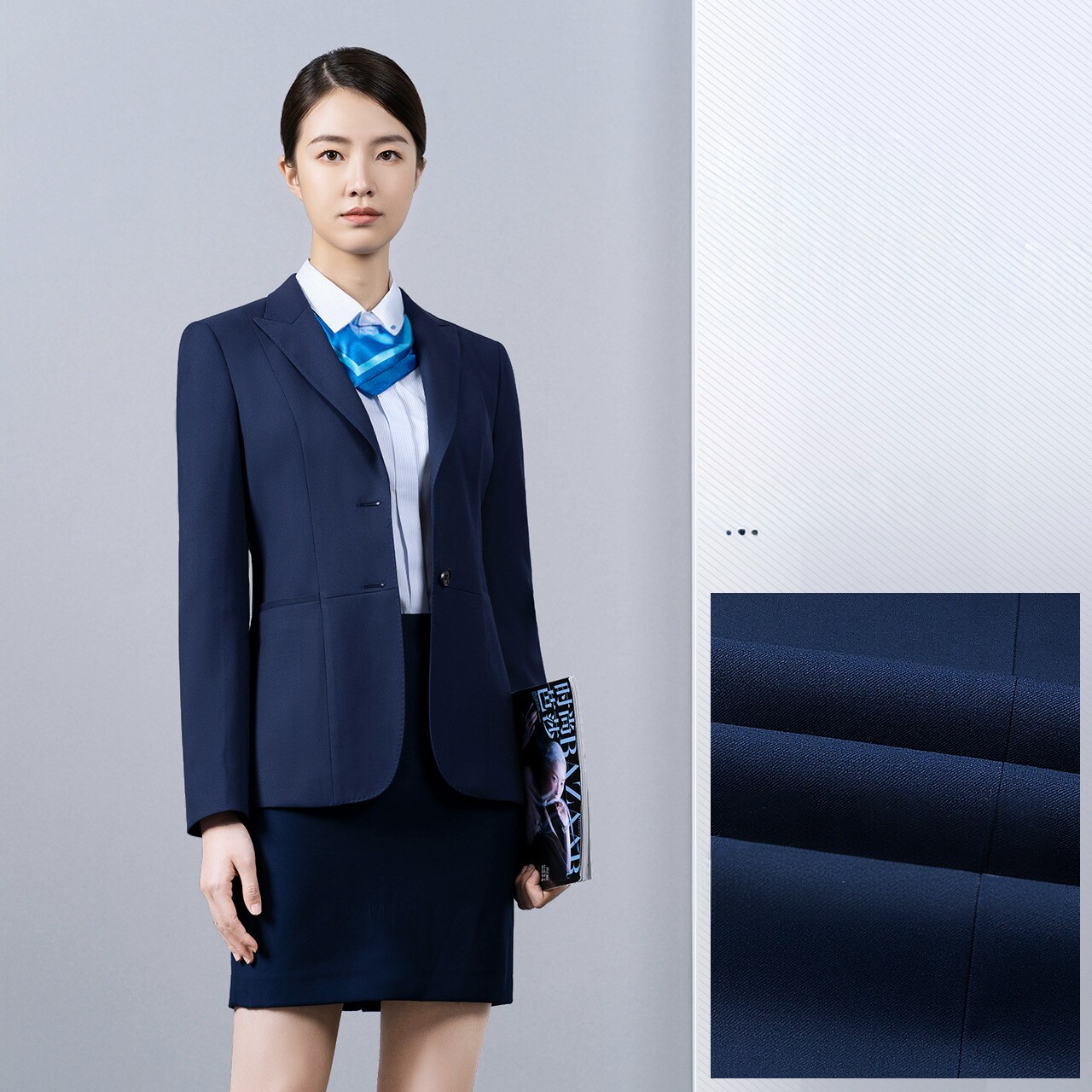 秋季宝蓝色女西装物业工作服修身免烫女士西服套装商务正装职业装