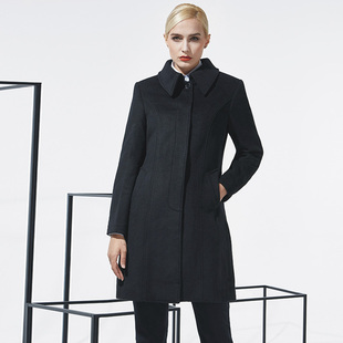 冬季顺毛呢商务职业装女大衣加厚外套物业中介行政售楼部工作服