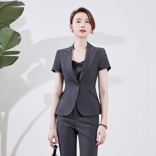 夏季酒店经理职业装套装短袖女西装裙客服制服店长美容师工作服
