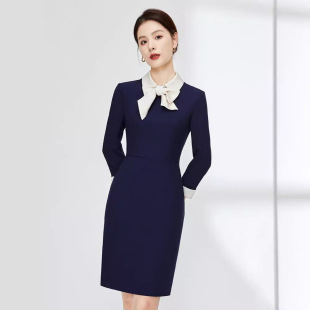 售楼部美容师气质女神范物业客服幼师工作服 短袖 职业装 连衣裙夏装