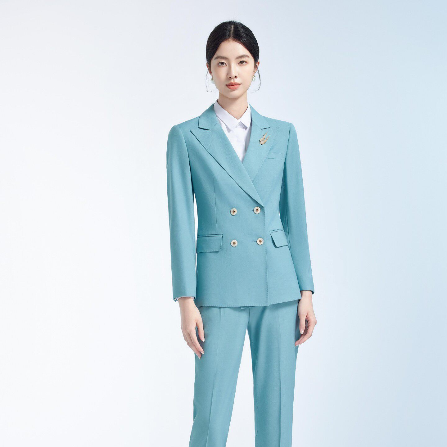秋季双排扣女职业装套装时尚女西装物业客服金店售楼部案场工作服