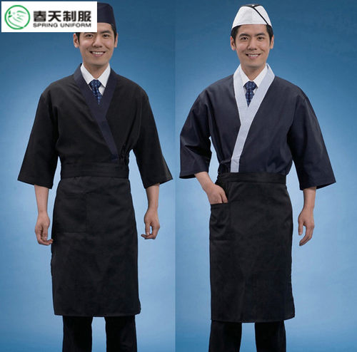 日本料理店厨师服工作服铁板烧日式和服和风寿司店男服务员春秋装 - 封面