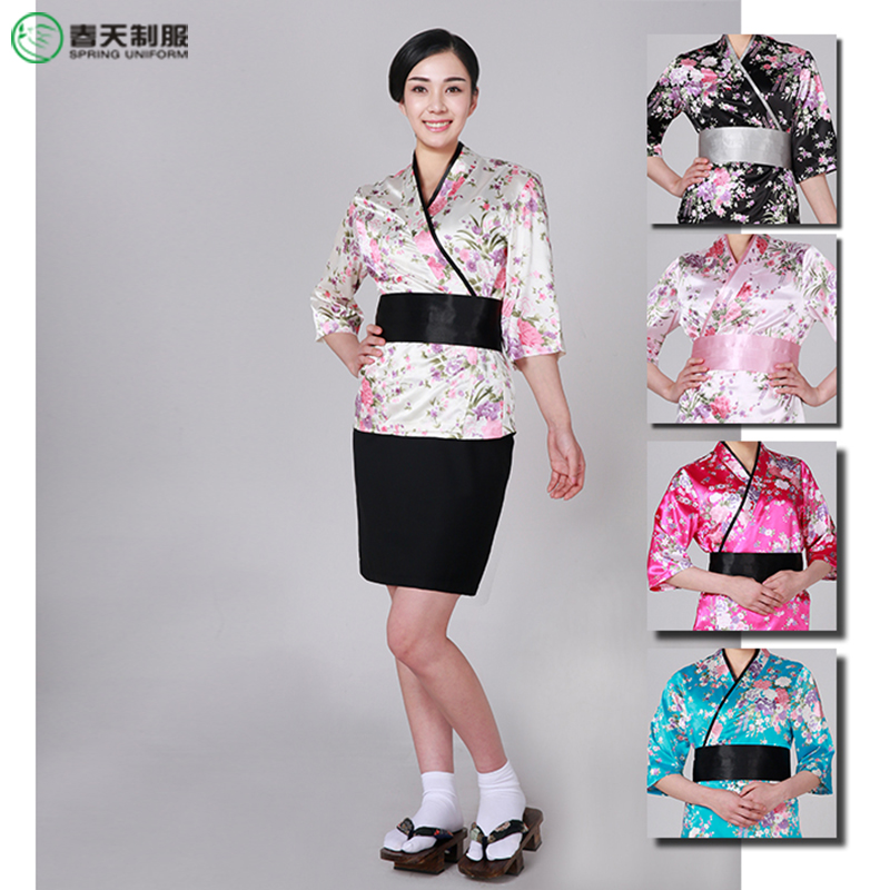 日式料理店女服务员工衣寿司店居酒屋前厅工作服迎宾和服夏季薄款
