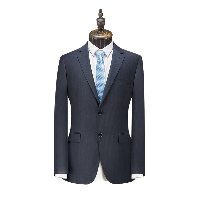 春季新款职业装男士西服套装售楼部条纹男西装工作服面试商务正装