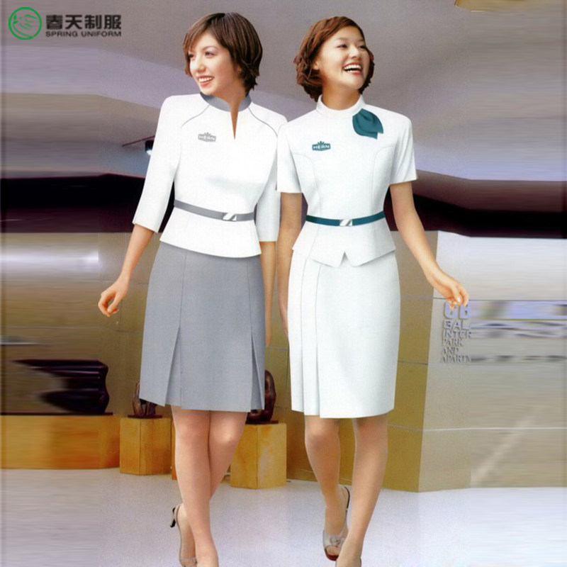 定制白色医院导医服工作服女职业套装礼仪商场导购空姐服夏装短袖