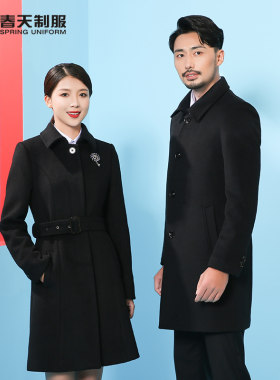 冬季物业工作服毛呢大衣中长款