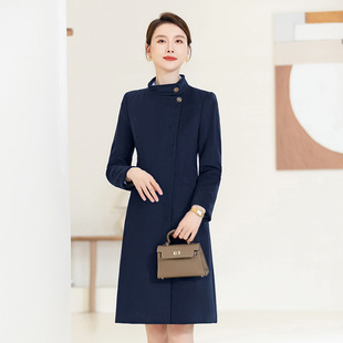 冬季加厚保暖南航空姐同款毛呢女大衣中长款物业售楼处管家工作服