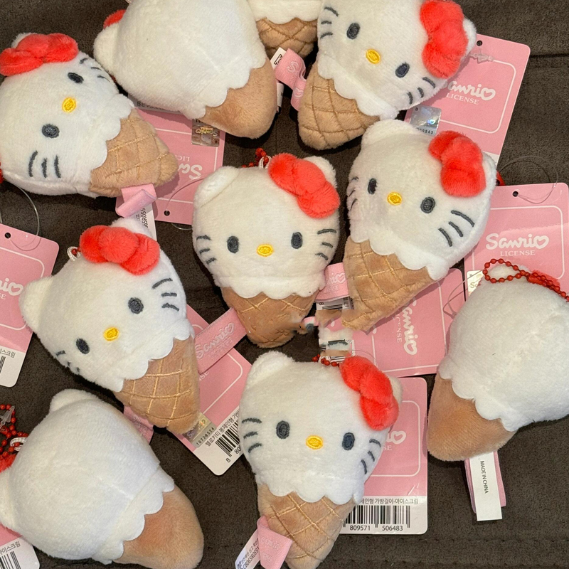 韩国代购三丽鸥正品HelloKitty甜筒美乐蒂毛绒公仔挂件包包挂饰