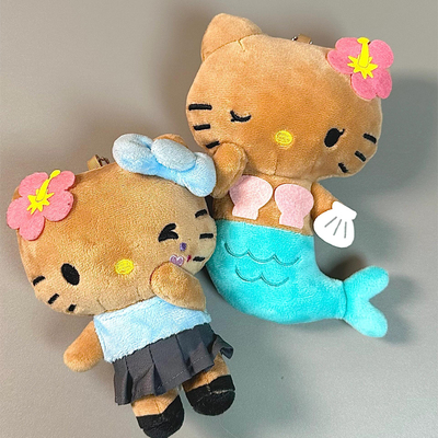 正品夏威夷黑皮HelloKitty毛绒公仔挂件美人鱼菠萝KT猫包包挂吊饰