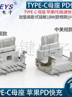 TYPE-C 母座 苹果PD快充适配器 18W大功率USB接口 加垫高卧式插板