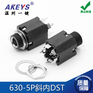 6.35MM麦克风 话筒耳机插座全塑内铜套5脚音频功放座 DST 630