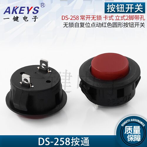 DS-258卡式2脚常开按通自复位智能门锁圆形按钮电源开关DS501短款