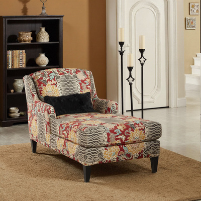 中古vintage贵妃躺椅棉麻印花布老虎纹沙发椅混搭休息塌卧室床边