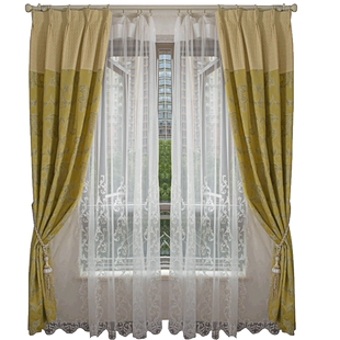 巴洛克白色唯美通透蕾丝卷草纹高级绣花窗纱帘简约美式卧室婚纱