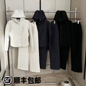 桑坡lulu女士2025四代保暖修身连帽防风套装显瘦加绒加厚收腰休闲