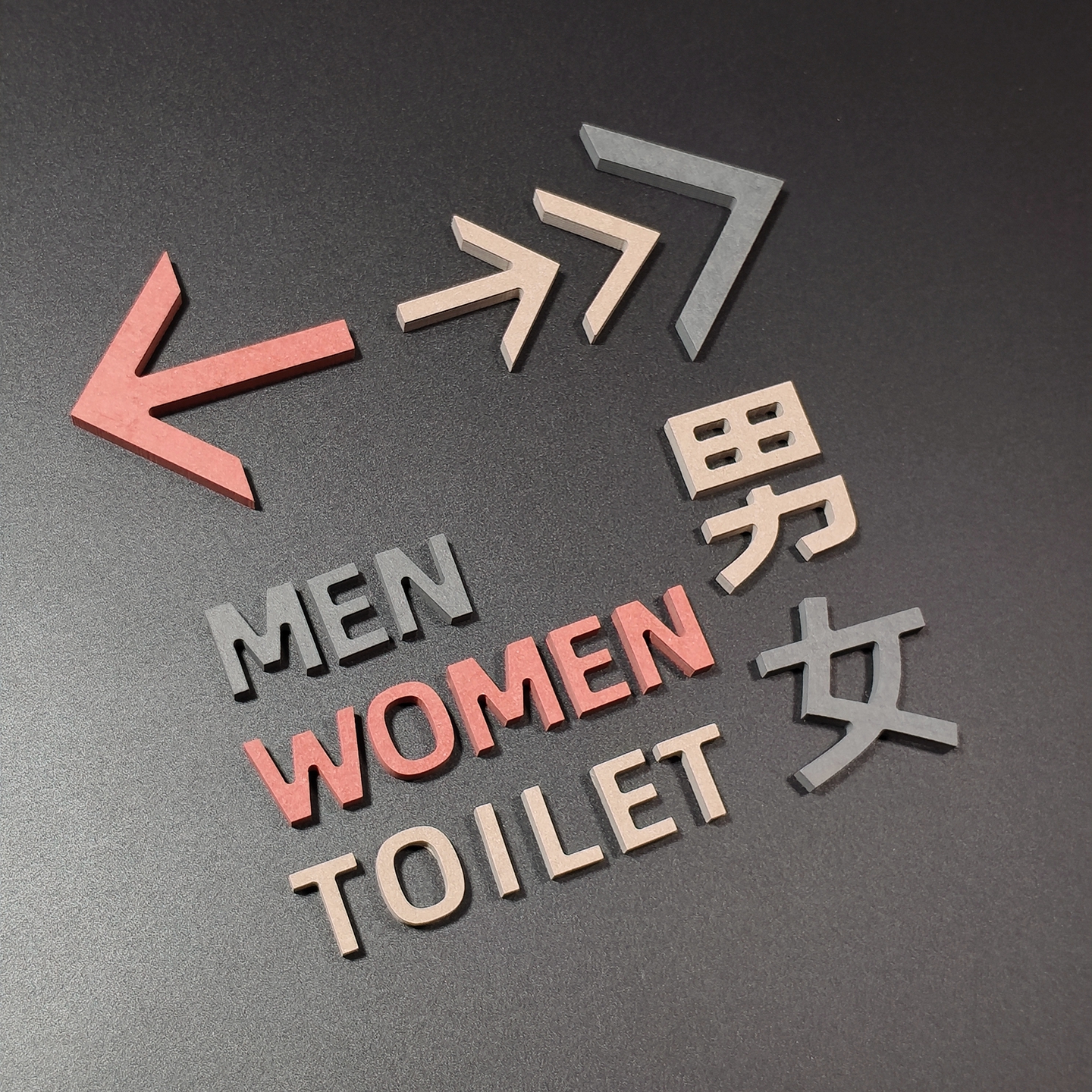 清水泥混凝土TOILET男女MEN标识WOMEN工业风指引洗手间无障碍厕所