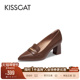 KISSCAT接吻猫新款 女 粗跟不累脚单鞋 编辑鞋 尖头高跟鞋