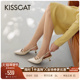 巴黎街头 舒适法式 气质高跟鞋 KISSCAT接吻猫 后空尖头凉鞋 女