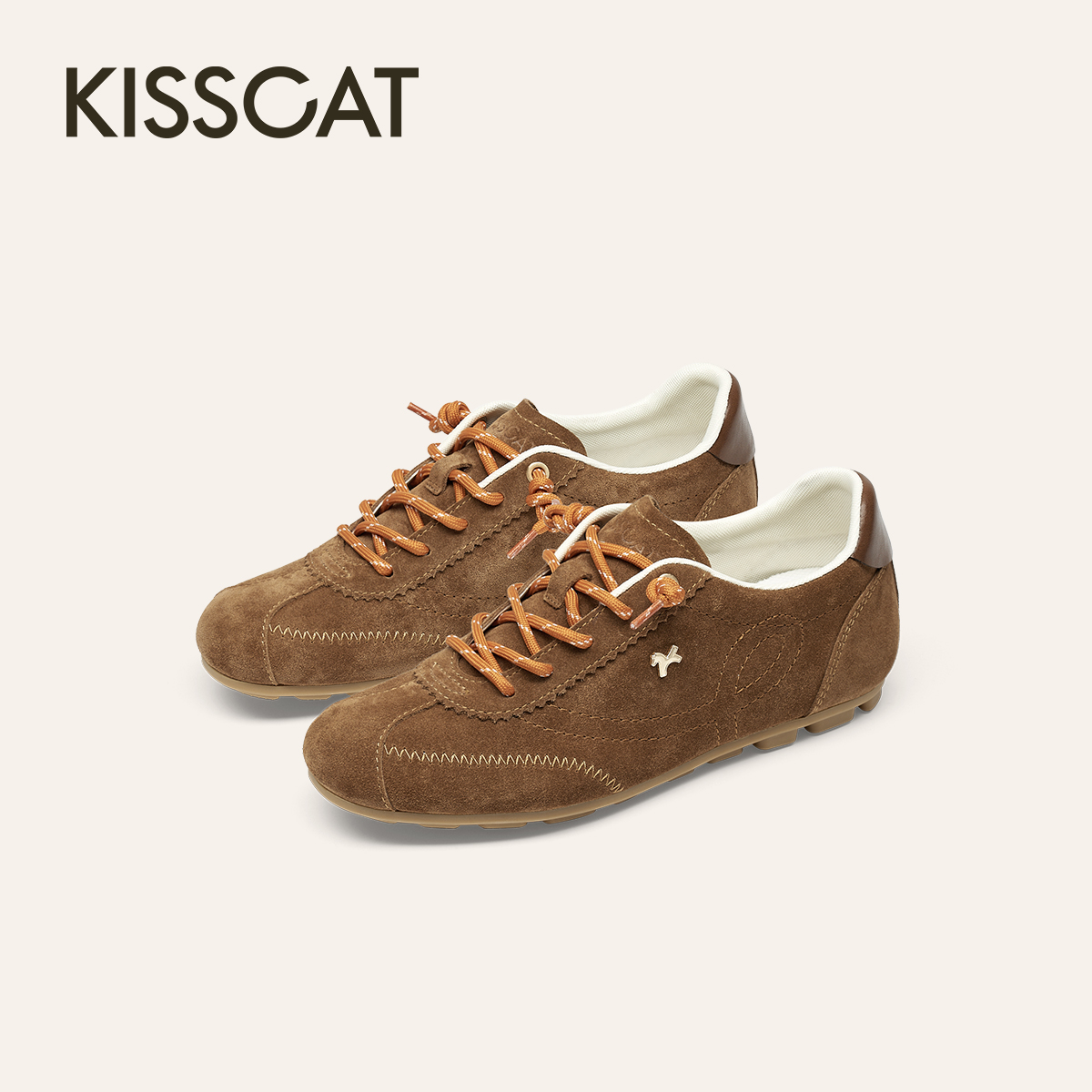 【好物体验专享】接吻猫[小财马]运动休闲鞋复古内增高薄底德训鞋