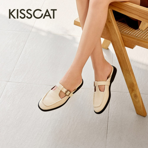 KISSCAT接吻猫[soft power]松弛穆勒拖舒适一脚蹬半拖鞋女夏外穿