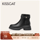 KISSCAT接吻猫简约短筒靴真皮切尔西靴舒适不累脚增高时装 靴女
