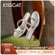 夏日海边 拖鞋 舒适法式 KISSCAT接吻猫 凉拖高级粗跟凉鞋 女外穿