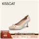 金书签 舒适通勤真皮浅口单鞋 法式 KISSCAT接吻猫 高跟鞋 女细跟