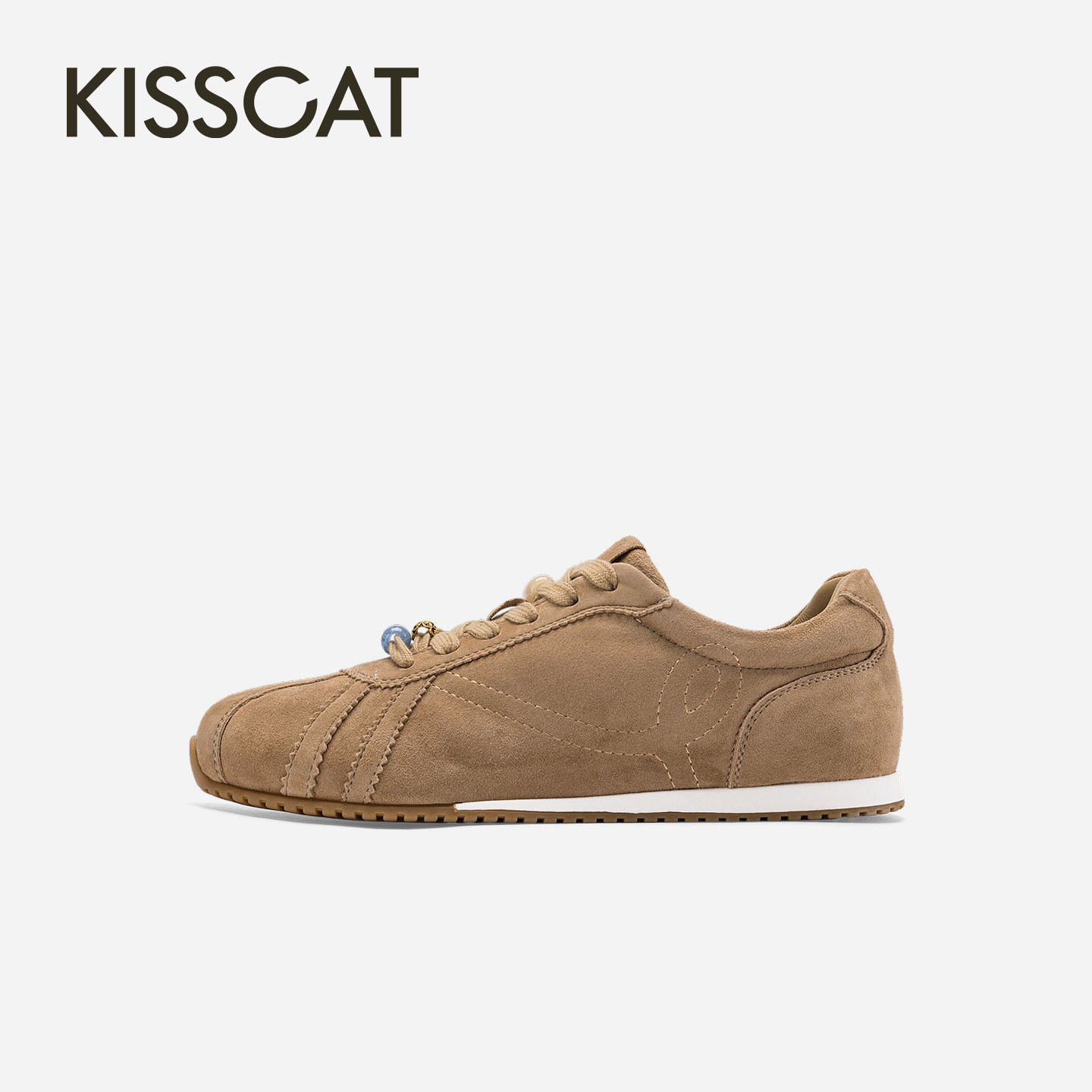 KISSCAT接吻猫小奶皮德训鞋26夏季新品复古薄底低帮休闲鞋