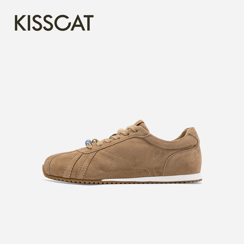 KISSCAT接吻猫小奶皮德训鞋26夏季新品复古薄底低帮休闲鞋