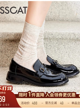 KISSCAT接吻猫新款复古小皮鞋老钱风英伦乐福鞋女真皮软底不累脚