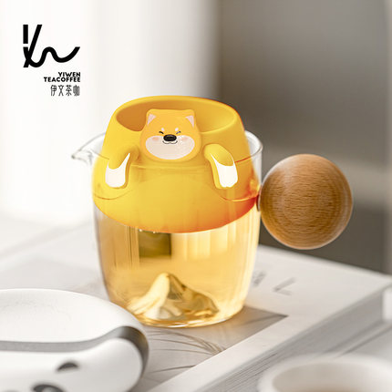 伊文陶瓷  茶滤茶漏一体创意茶水分离器茶隔茶叶过滤器玻璃公道杯
