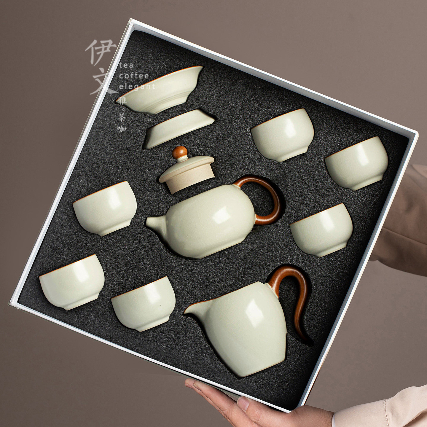 伊文陶瓷汝窑茶具礼盒套装家用西施壶送长辈退休乔迁生日礼物定制,餐饮具,茶具礼盒,淘宝优惠券,粉丝福利购,淘宝优惠卷