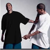 短袖 外贸出口美国LUXTA男式 全棉纯色运动加肥加大码 空白嘻哈T恤