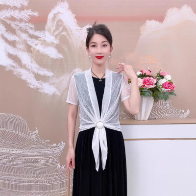 纯色披肩外搭女夏天短款开衫配吊