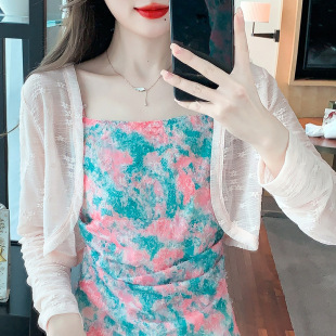 短款雪纺开衫薄款小外套防晒衣女款夏季配吊带连衣裙外搭罩衫坎肩