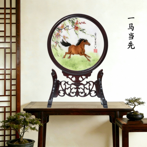 胎毛绣纪念北京新生婴儿上门满月理发马年双面绣苏绣胎发刺绣
