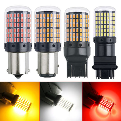 汽车LED刹车灯1156 7440 144SMD 3014解码防频闪超亮转向灯改装灯
