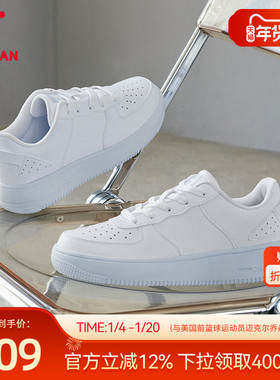 彩虹糖|乔丹板鞋女皮面紫色休闲鞋运动鞋厚底增高百搭小白鞋粉色