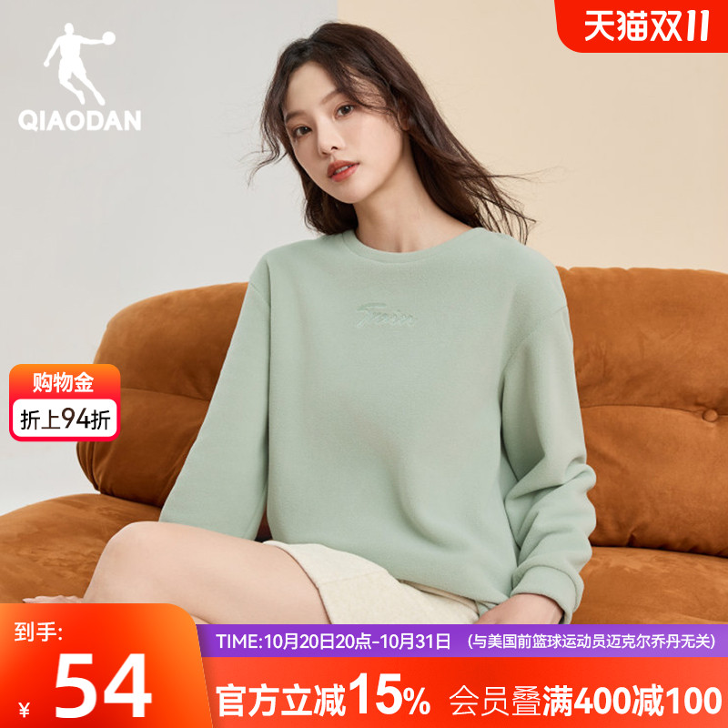 乔丹运动卫衣女圆领加绒保暖
