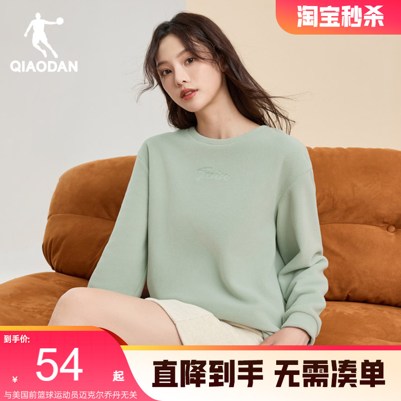 乔丹运动卫衣女圆领加绒保暖