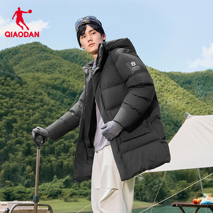 中国乔丹羽绒服男士中长款冬季2025新款防泼水抗静电保暖加厚外套