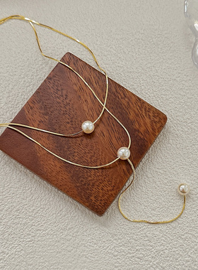 高级感法式优雅气质珍珠项链多层