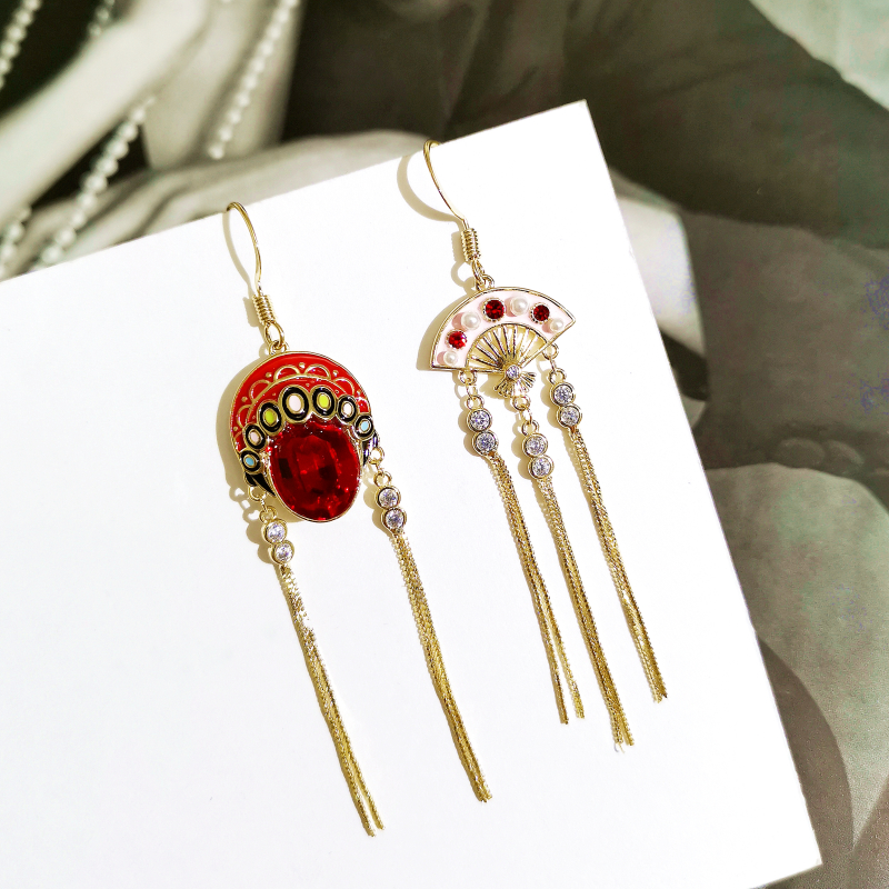 2019 new pattern Chinese style Acial makeup in Beijing Opera Earrings Earrings Retro bride Ruby Earrings Ear Studsin the Accessories/Fashion Jewelry, Earring , Earrings  category - from Buy2taobao.com to provide professional Taobao agent buy service
