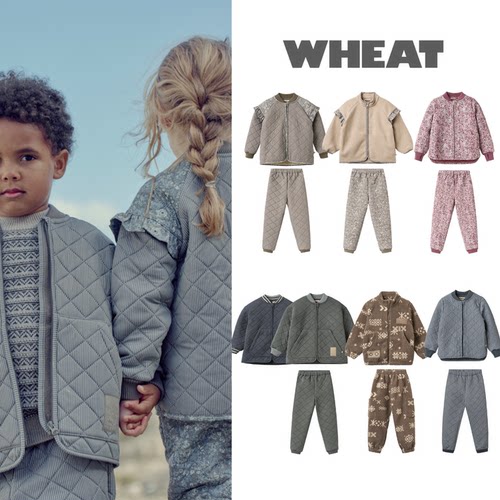 现货 丹麦 wheat 26aw 秋冬儿童摇粒绒保暖thermo棉服棉裤外套