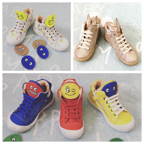 折 现货 OCRA 意大利纯手工制作 儿童亮片笑脸高帮真皮皮鞋球鞋