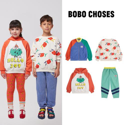 现货 西班牙  BOBO CHOSES 25ss 春夏儿童拼色插肩袖卫衣外套长裤