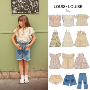 现货法国 Louis Louise 24SS 女童复古吊带裙飞袖上衣短裤牛仔裤