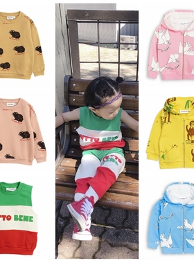 折 现货 mini rodini 儿童有机棉卡通印花卫衣 背心 连帽衫不退换