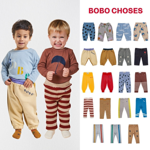 折 BOBO CHOSES 正品 秋冬婴儿宝宝加绒卫裤针织裤子儿童保暖长裤