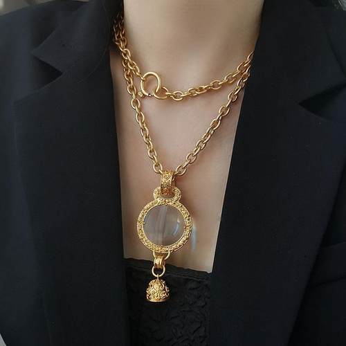 复刻小香中古浮雕放大镜毛衣链